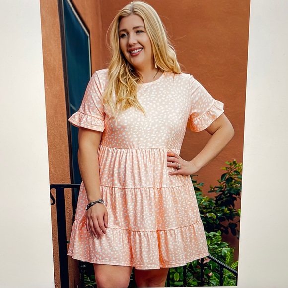 Pink White Flowy Babydoll Mini Dress Plus Size 2X - Picture 1 of 5